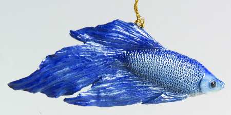 Resin Animal Ornaments Fighting Fish Blue - No Box