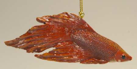 Resin Animal Ornaments Fighting Fish Red - No Box
