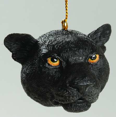 Resin Animal Ornaments Black Jaguar Head - No Box