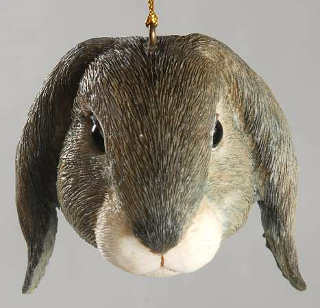 Resin Animal Ornaments Rabbit Floppy Ear Brown - No Box