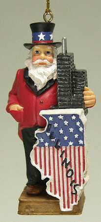 State Santa Ornaments Illinois - No Box