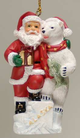 State Santa Ornaments Alaska - No Box