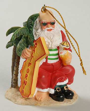 State Santa Ornaments California South - No Box
