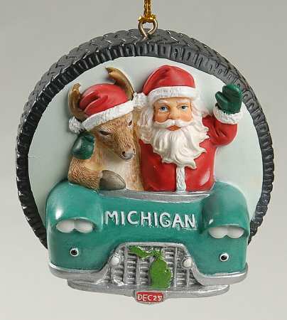 State Santa Ornaments Michigan - Boxed