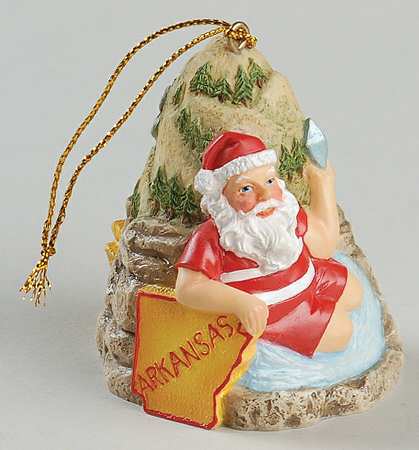 State Santa Ornaments Arkansas - No Box