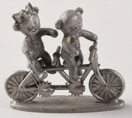 Spoontiques Miniature Figurines Bears On Bicycle - No Box