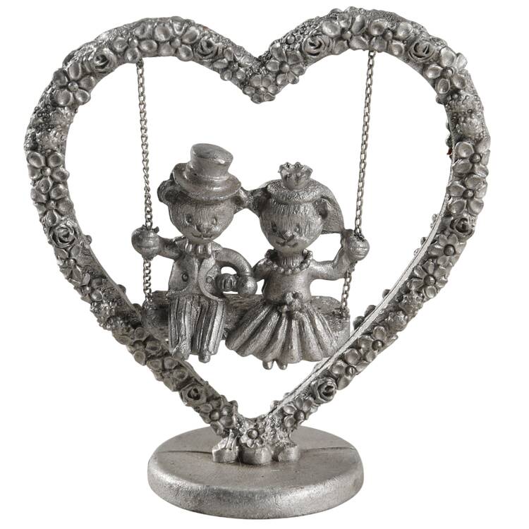 Spoontiques Miniature Figurines Bride & Groom Teddies On Swing - No Box
