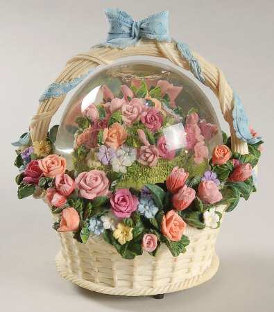 Musical Snowglobes Basket Of Flowers-Lara's Theme - Boxed