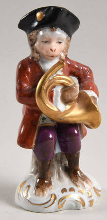 Sitzendorf Figurines Monkey W/ French Horn - No Box
