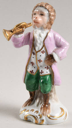 Sitzendorf Figurines Monkey W/ Trumpet - No Box