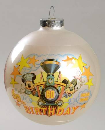 Disney Mickey Ball Ornament 1988-60th Happy Birthday Mickey - Boxed