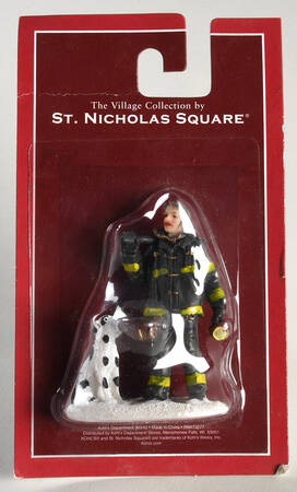 Village Collection Fireman With Dalmatian - Boxed