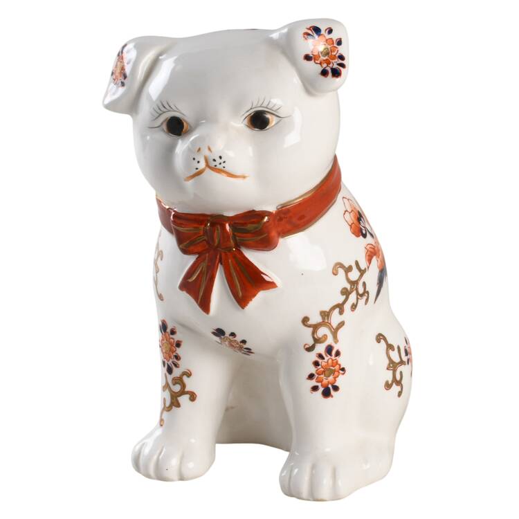 Floral Animals Imari Puppy With Bow - No Box