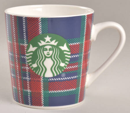Starbucks Mugs Blue, Red & Green Plaid Logo - No Box