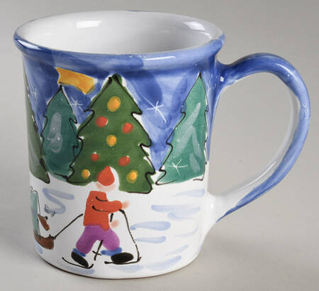 Starbucks Mugs Handpainted Christmas Mug Tree Sled - No Box
