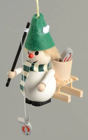 Christmas Ornaments Fisherman With Sled - Boxed