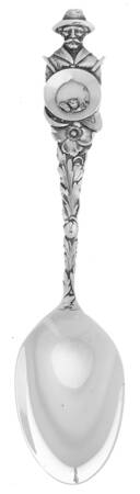 Sterling Souvenir Spoons Miner With Gold Pan  - No Box