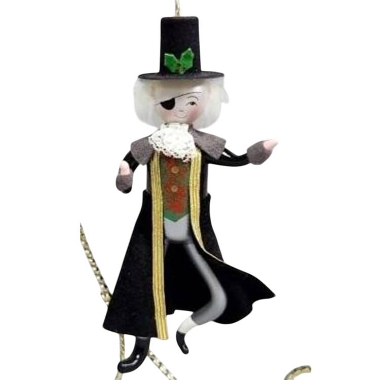 Blown Glass Ornaments Man With Eye Patch And Top Hat - Boxed