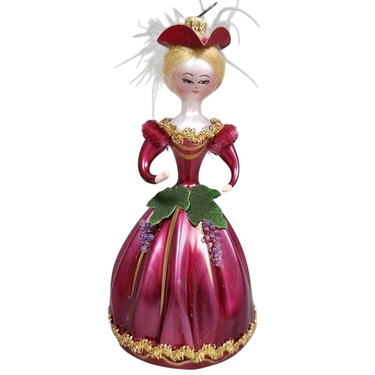 Blown Glass Ornaments Parent - Burgundy - Boxed