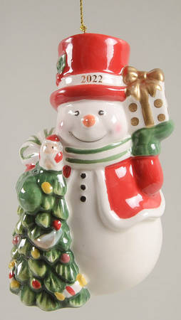 Christmas Tree Ornaments 2022 Dated Snowman With Tree - Boxed