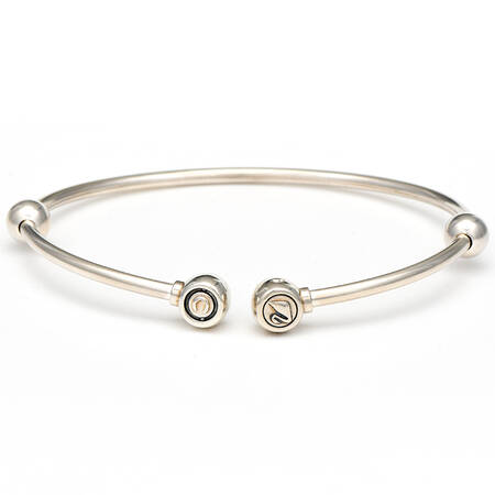 Sterling Chamilia Charm Bracelets Bangle Bracelet With Lock Beads - No Box