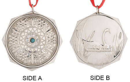 Twelve Days of Christmas-Medallion 7 Swans A Swimming-Turquoise Accent - Boxed