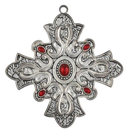Towle Christmas Ornament Jeweled Cross-Red Stones - No Box