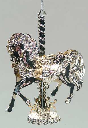 Filigree Christmas Ornament Carousel Horse - Boxed