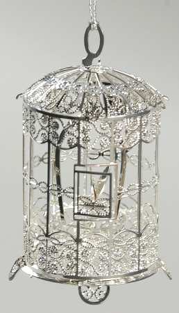 Filigree Christmas Ornament Bird Cage - Boxed