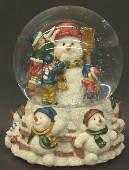 Three Jays Musical Waterglobe Jingle Bells-Snowman - Boxed