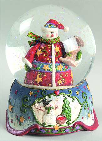 Three Jays Musical Waterglobe Here Comes Santa  Claus - With Box