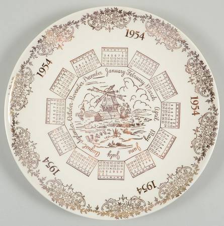 Calendar Plate 1954 - No Box