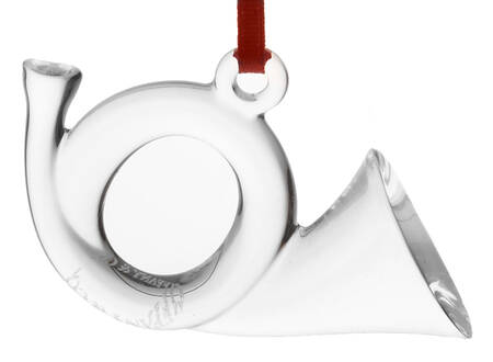Tiffany & Co Crystal Ornament French Horn-Mini - Boxed