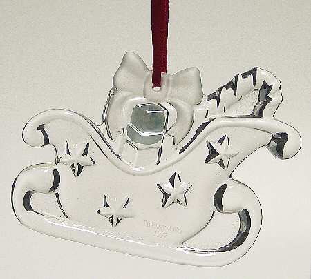 Tiffany & Co Crystal Ornament Sleigh With Stars - Boxed