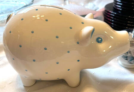 Animal Bank Collection Pig - Blue Dots - Boxed