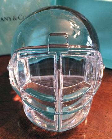 Tiffany & Co Crystal Giftware Football Helmet Paperweight - Boxed