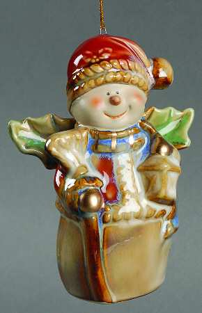 Transpac Ornaments Snowman Angel Bell W/ Red Hat - No Box