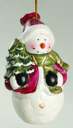Transpac Ornaments Snowman With Tree - No Box