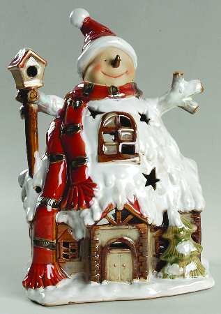 Holiday Giftware Snowman House Tea Light Holder - No Box