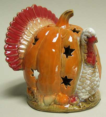 Fall & Harvest Collection Turkey/Pumpkin Tea Light Holder - No Box