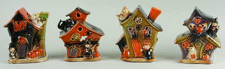 Halloween Fun Village Sm-4 Pc Set Tea Lights - Boxed
