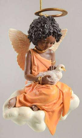 Ebony Visions-Angel Series Ornaments Peace On Earth - Boxed
