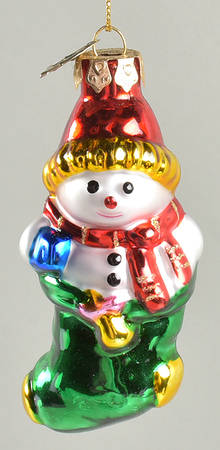 Museum Series Snowman In Green Stocking - No Box