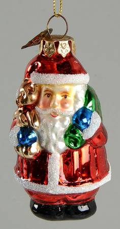 Museum Series Santa Holding Teddy Bear And Green Bag - No Box
