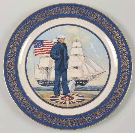 Us Historical Society Plates The Lone Sailor - With Box