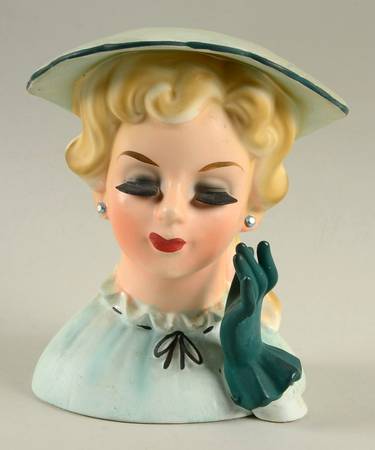 Ucagco Miscellaneous Head Vase Green Hat Dress & Gloves - No Box