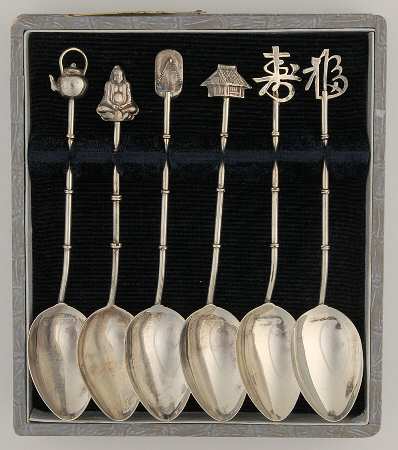 Various Sterling Souvenir Spoons Set Of 6-Different Finials - No Box