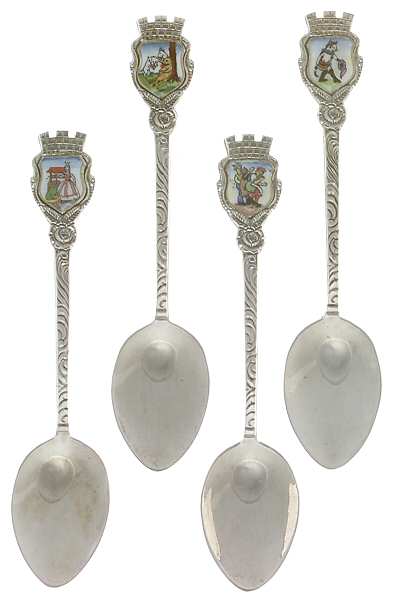 Various Sterling Souvenir Spoons Germany-Set Of 4 - No Box 108