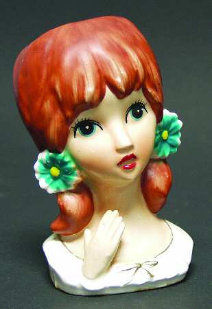 Head Vases Girl W/Flowers In Hair - No Box