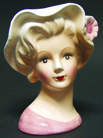 Head Vases Relpo Pink Lady W/Hat - No Box